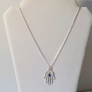 Silver plated evil eye necklace